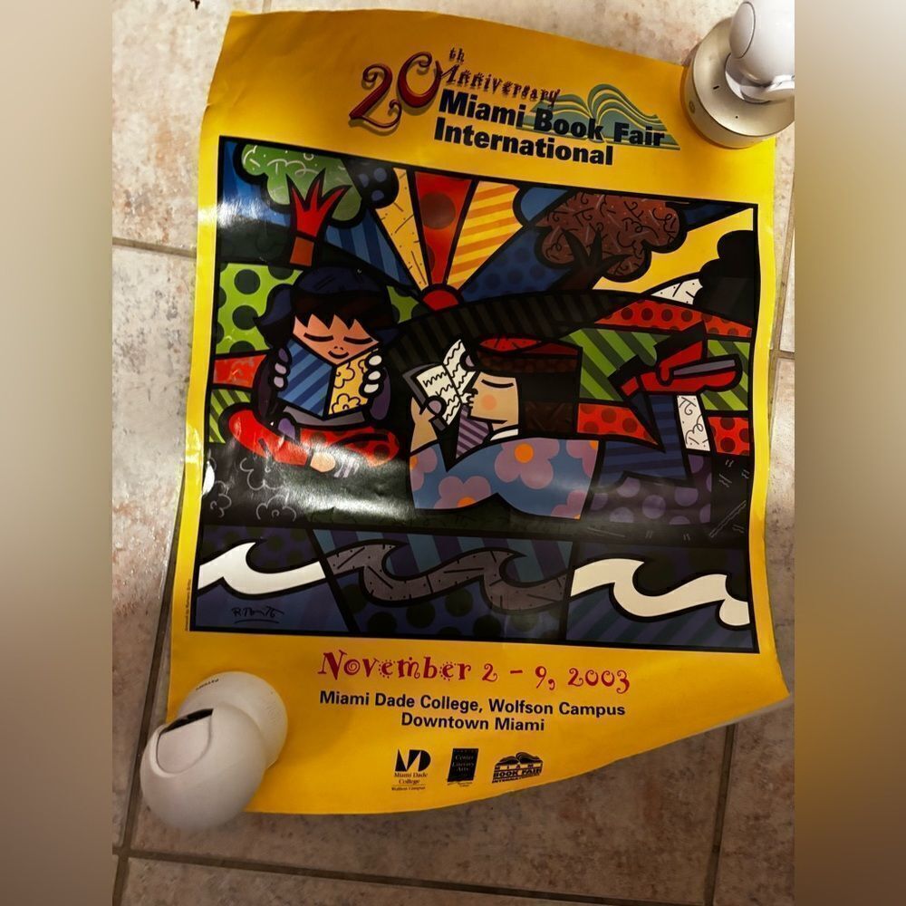 Romero Britto miami book fair international miami Dade college signed pop art
